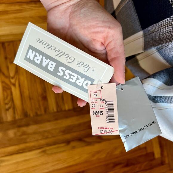 NWT Vintage 80s DressBarn Classic Plaid Double Breasted Suit Blazer Jacket 16 - Picture 6 of 11